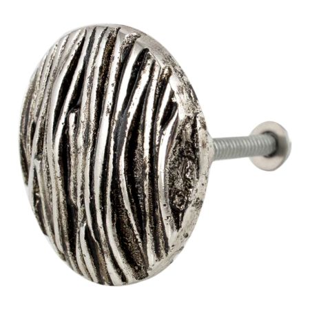 Round Bark Shape Antique Silver Aluminium Dresser Knob